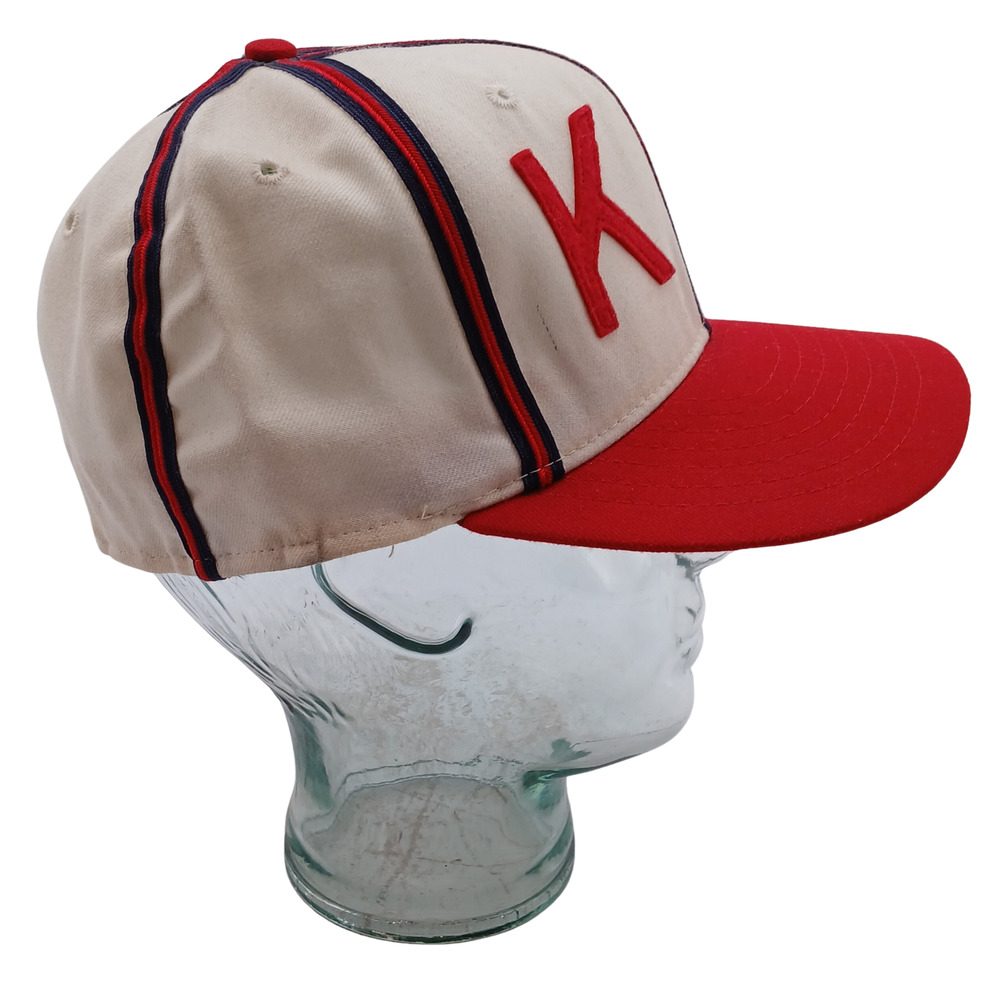 VTG Roman Kansas City Monarchs Hat 7 1/8 Negro League Baseball Cream/Red/Blue